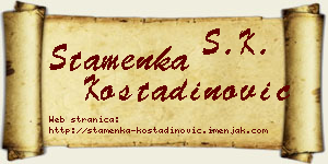 Stamenka Kostadinović vizit kartica